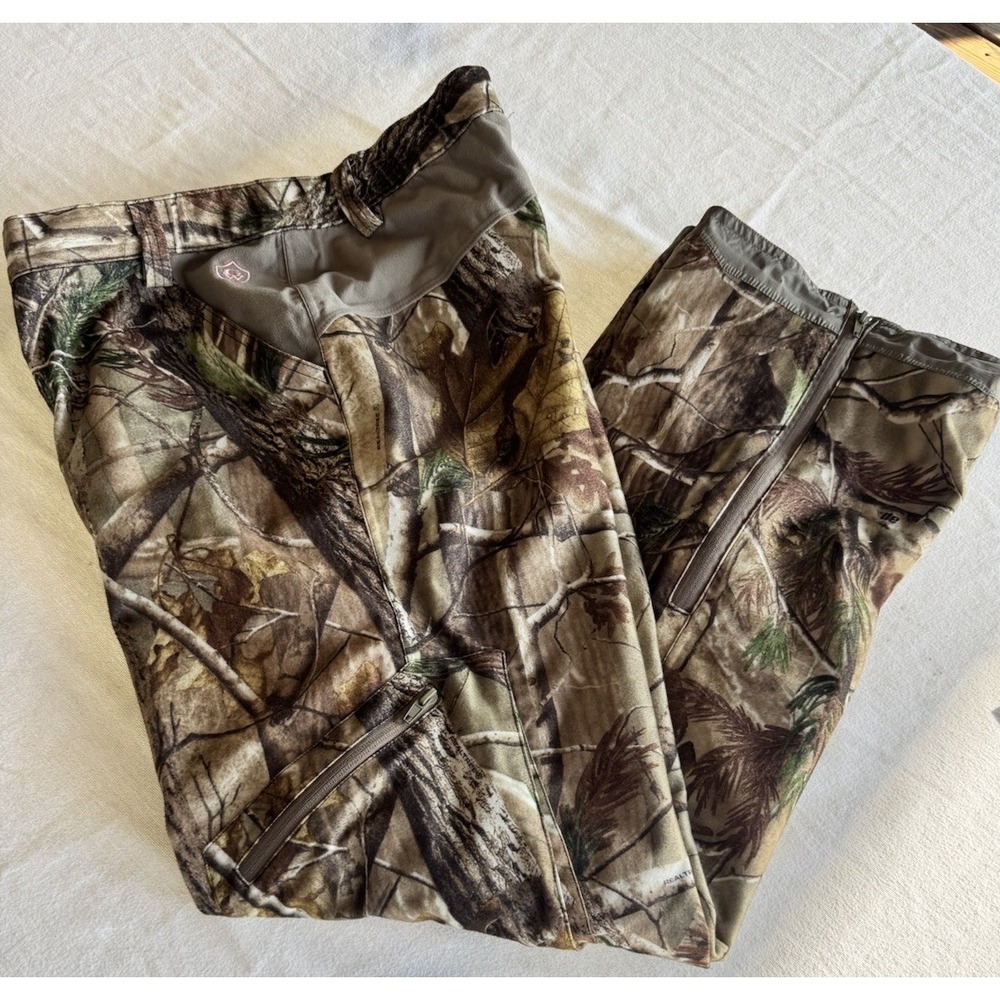 Game Winner Pants Womens Large 34x31 Green Brown Camo Cargo 100% Polyester
